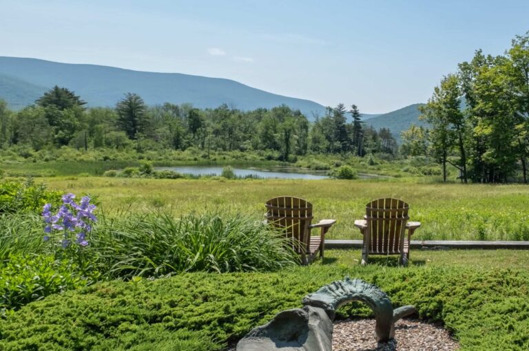 Two seats outside on a beautiful summer day in Berkshires.