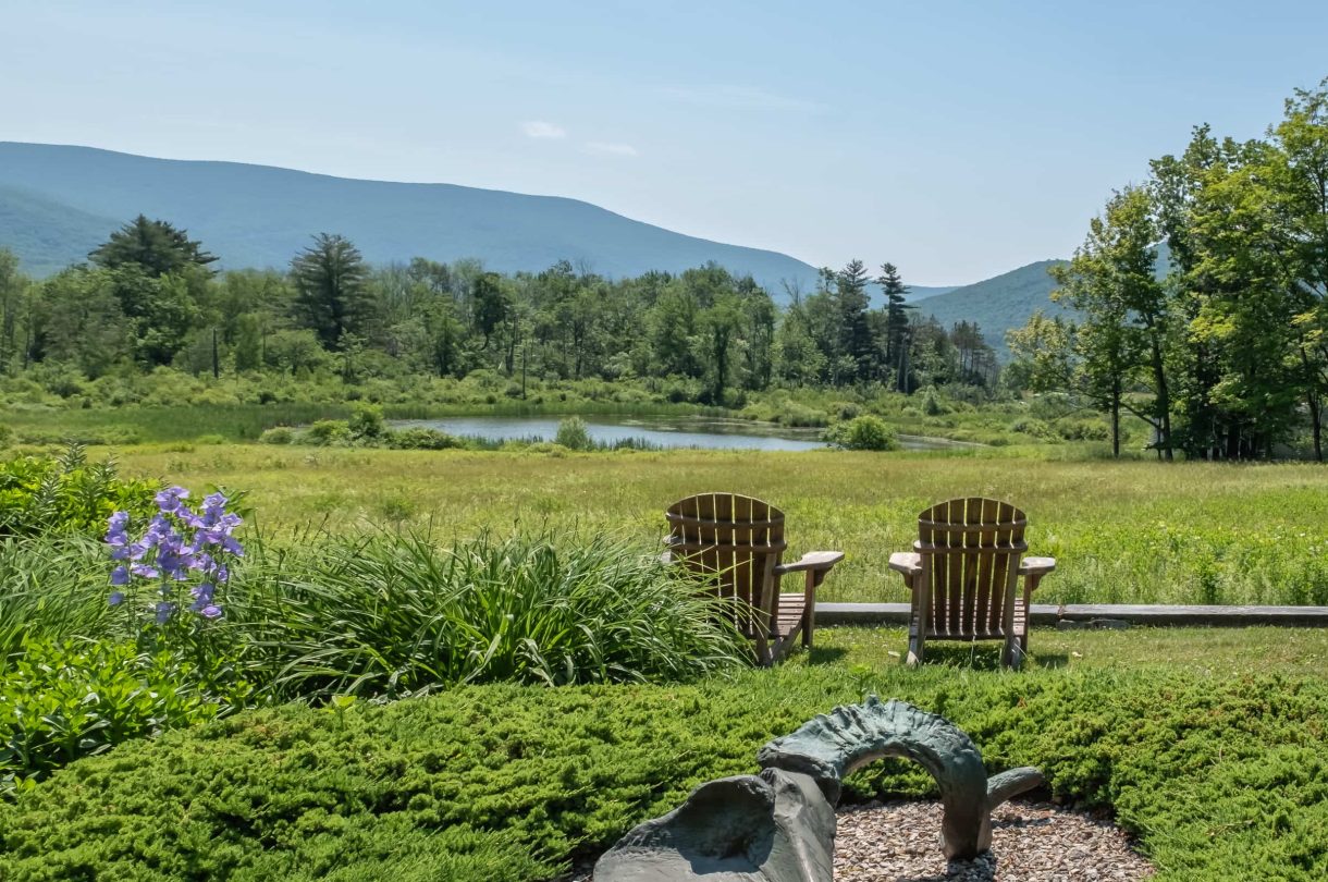 Two seats outside on a beautiful summer day in Berkshires.