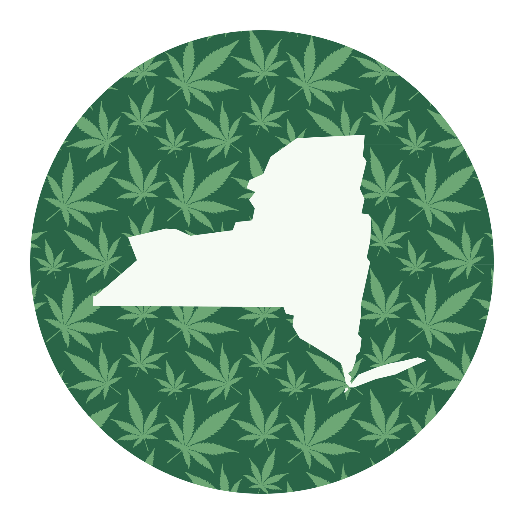 New York Marijuana Leaves Round Map
