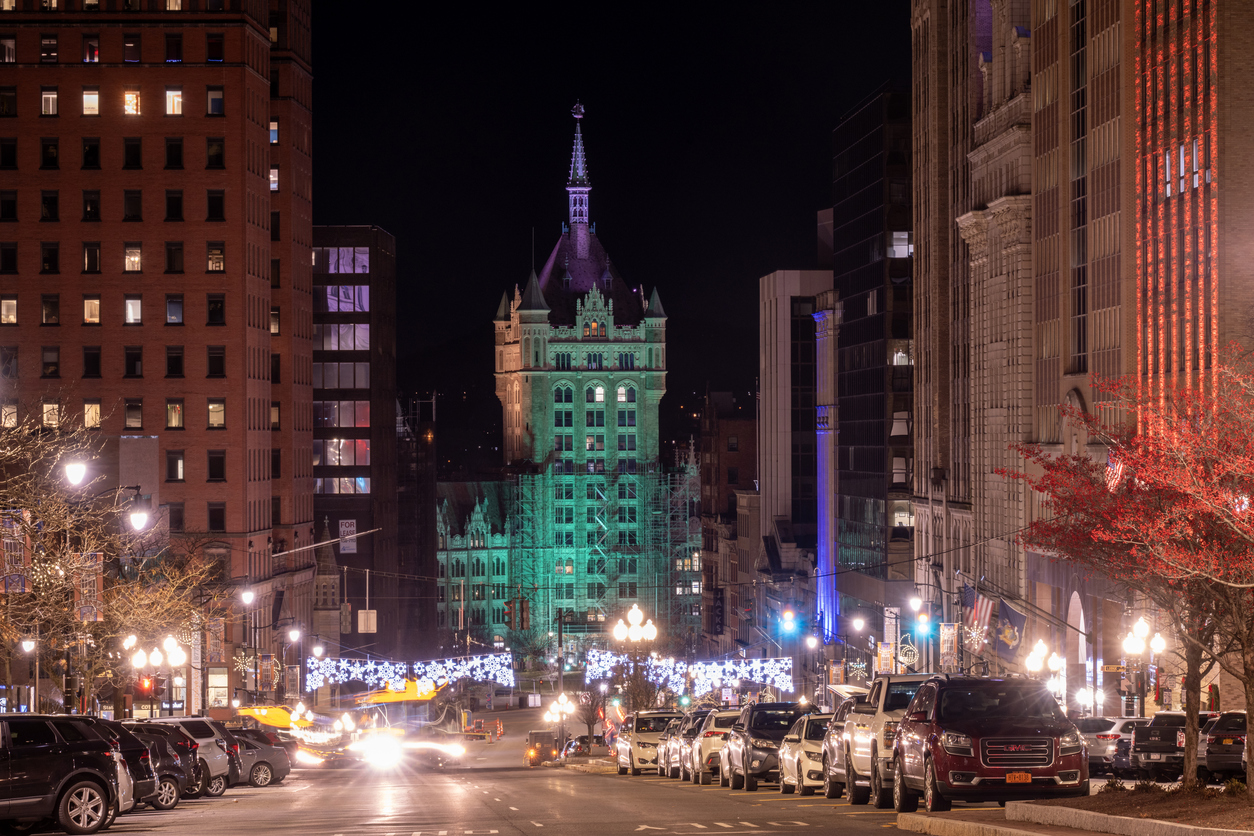 Downtown Albany at night