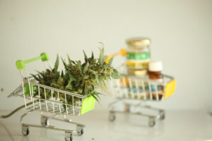 cannabis in a shopping trolley