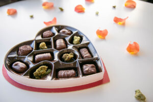 Marijuana Valentine's Day Chocolate Box with Cannabis Buds