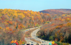 Autumn colors grace the Taconic State Parkway, New York.